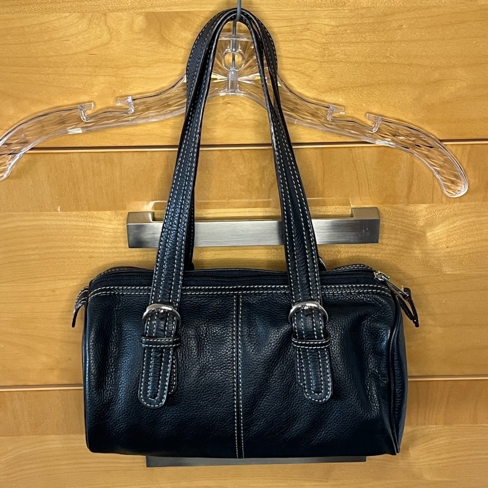 Tignanello Pebble Leather Small Barrel Bag